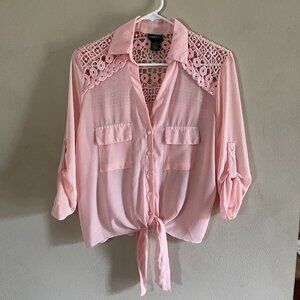 Tie Front Button Down Blouse